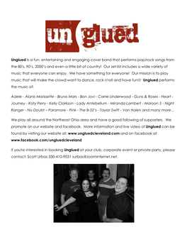 Unglued Is a Fun, Entertaining and Engaging Cover Band That Performs
