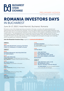 Romania Investors Days