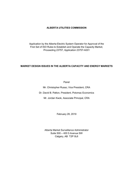 ALBERTA UTILITIES COMMISSION Application by the Alberta Electric System Operator for Approval of the First Set of ISO Rules to E