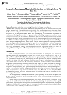 Integration Techniques of Ecological Restoration and Mining in Open Pit Coal Mine