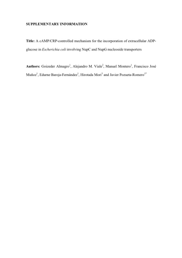 Glucose in Escherichia Coli Involving Nupc and Nupg Nucleoside Transporters