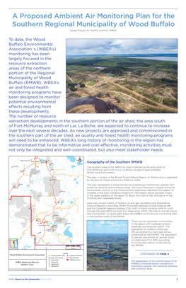 A Proposed Ambient Air Monitoring Plan for the Southern Regional Municipality of Wood Buffalo Sanjay Prasad, Air Quality Scientist, WBEA