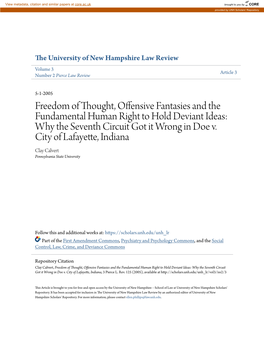 Freedom of Thought, Offensive Fantasies and the Fundamental Human Right to Hold Deviant Ideas: Why the Seventh Circuit Got It Wrong in Doe V