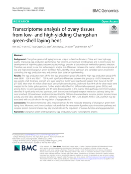Transcriptome Analysis of Ovary Tissues from Low- and High-Yielding