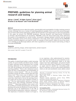 PREPARE: Guidelines for Planning Animal Research and Testing