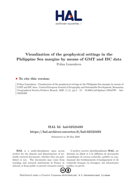 Visualization of the Geophysical Settings in the Philippine Sea Margins by Means of GMT and ISC Data Polina Lemenkova