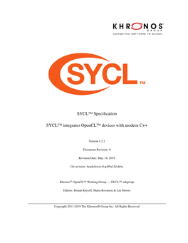 Khronos Group SYCL 1.2.1 Specification