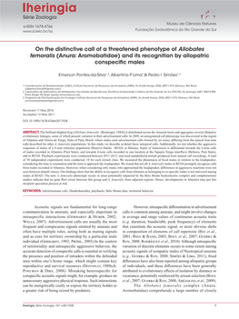 On the Distinctive Call of a Threatened Phenotype of Allobates Femoralis (Anura: Aromobatidae) and Its Recognition by Allopatric Conspecifi C Males