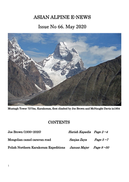 ASIAN ALPINE E-NEWS Issue No 66. May 2020