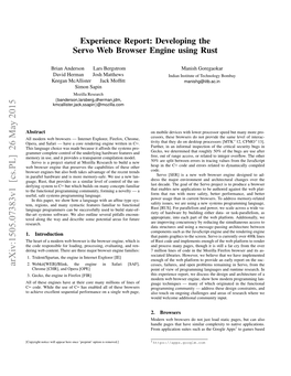 Experience Report: Developing the Servo Web Browser Engine Using Rust