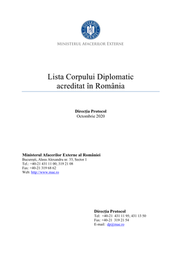 Lista Corpului Diplomatic Acreditat În România