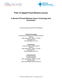 Path to Gigabit Fixed Wireless Access