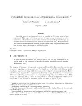 Power(Ful) Guidelines for Experimental Economists ∗†