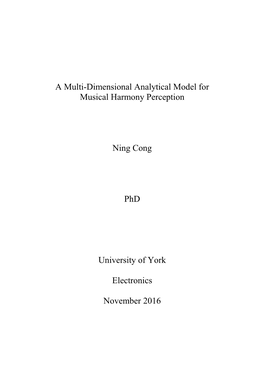 A Multi-Dimensional Analytical Model for Musical Harmony Perception