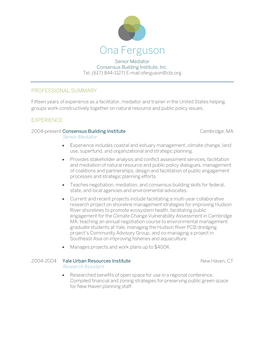 Ona Ferguson Senior Mediator Consensus Building Institute, Inc