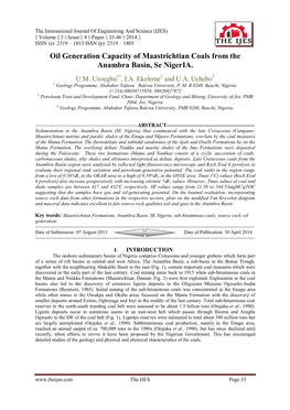 Oil Generation Capacity of Maastrichtian Coals from the Anambra Basin, Se Nigeria