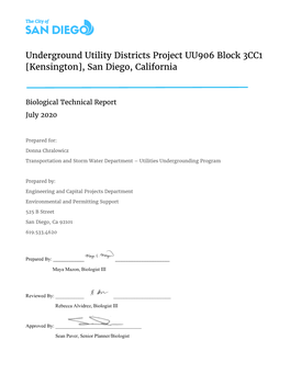 Underground Utility Districts Project UU906 Block 3CC1 [Kensington], San Diego, California