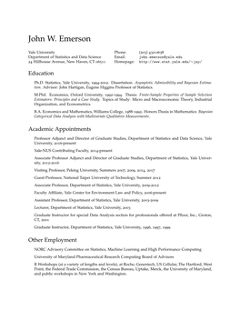 John W. Emerson: Curriculum Vitae