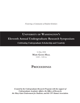 Eleventh Annual Undergraduate Research Symposium Celebrating Undergraduate Scholarship and Creativity