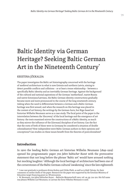 Seeking Baltic German Art in the Nineteenth Century 79
