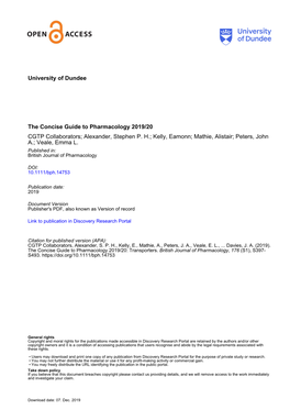 The Concise Guide to Pharmacology 2019/20: Transporters