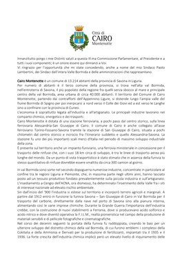 Documento Depositato Dal Vice Sindaco Di Cairo Montenotte