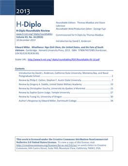 H-Diplo Roundtable, Vol. XV, No. 16