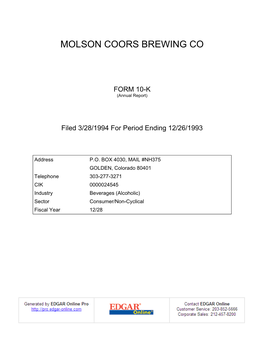 Molson Coors Brewing Co