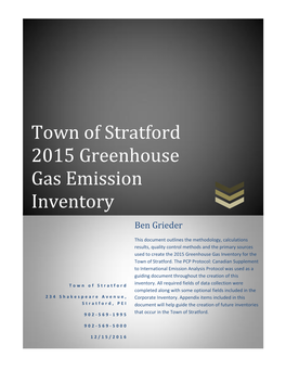 Town of Stratford 2015 Greenhouse Gas Emission Inventory Ben Grieder