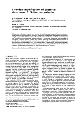 Chemical Modification of Bacterial Elastomers: 2. Sulfur Vulcanization