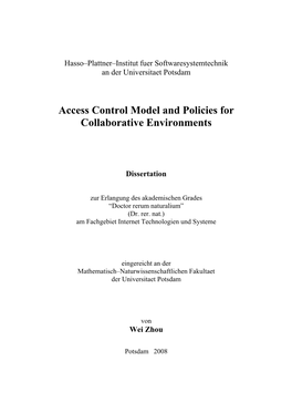 Access Control Model and Policies for Collaborative Environments