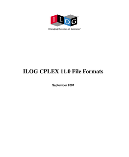 ILOG CPLEX 11.0 File Formats