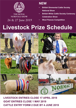 Livestock Prize Schedule