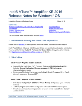 Intel® Vtune™ Amplifier XE 2016 Release Notes for Windows* OS