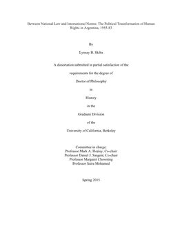 The Political Transformation of Human Rights in Argentina, 1955-83 By