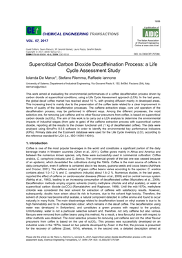 Supercritical Carbon Dioxide Decaffeination Process: a Life Cycle Assessment Study