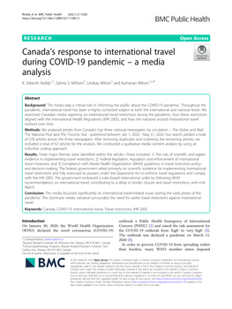 Canada's Response to International Travel During COVID-19 Pandemic