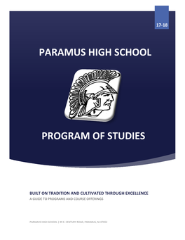 Paramus High School Program of Studies 2017-18 School Year