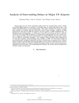 Analysis of Gate-Waiting Delays at Major US Airports