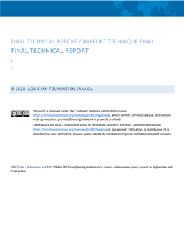 Final Technical Report / Rapport Technique Final Final Technical Report ; ;