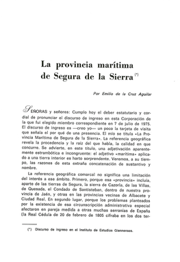 La Provincia Marítima De Segura De La Sierra 