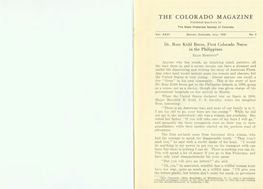 THE COLORADO MAGAZINE Published Quarterly by the State H Lstorical Society of Colorado