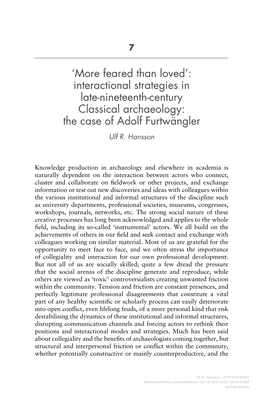 Interactional Strategies in Late-Nineteenth-Century Classical Archaeology: the Case of Adolf Furtwängler Ulf R