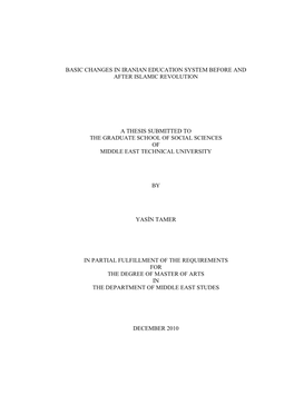 Basic Changes in Iranian Education System Before and After Islamic Revolution