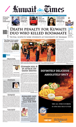 Death Penalty for Kuwaiti Duo Who Killed Roommate