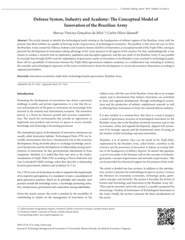 The Conceptual Model of Innovation of the Brazilian Army Marcus Vinicius Gonçalves Da Silva1*; Carlos Olavo Quandt2