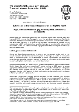 The International Lesbian, Gay, Bisexual, Trans and Intersex Association (ILGA)