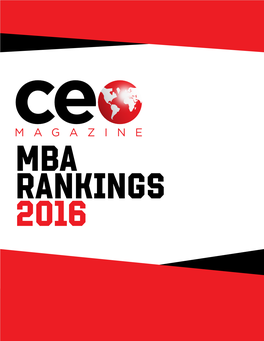 MBA RANKINGS 2016 MBA RANKINGS North America