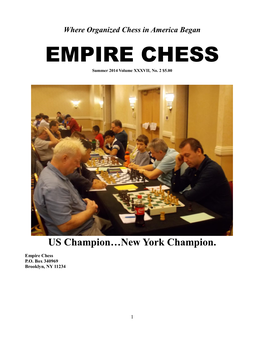 EMPIRE CHESS Summer 2014 Volume XXXVII, No