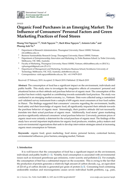 Organic Food Purchases in an Emerging Market: the Inﬂuence of Consumers’ Personal Factors and Green Marketing Practices of Food Stores